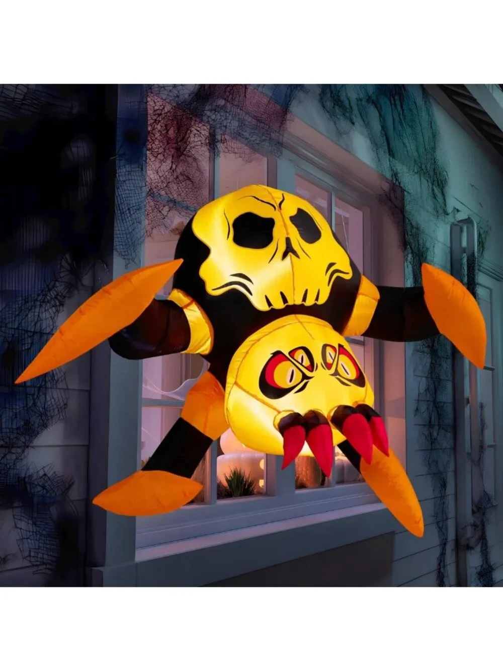 4ft Inflatable Halloween Spider Decoration with LED Light - Scary Yard & Window